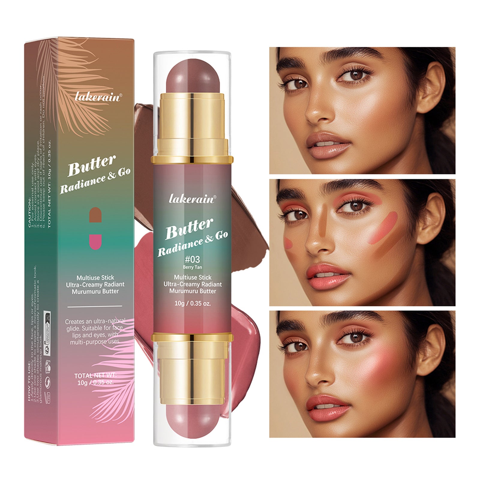 Natural Nude Makeup Double-headed Three-dimensional Face Repair Blush Stick CJD
