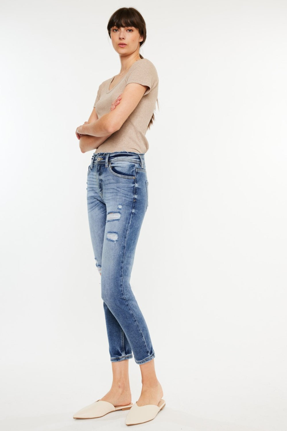 Kancan High Rise Distressed Mom Jeans LuxuryLifeWay Online Store