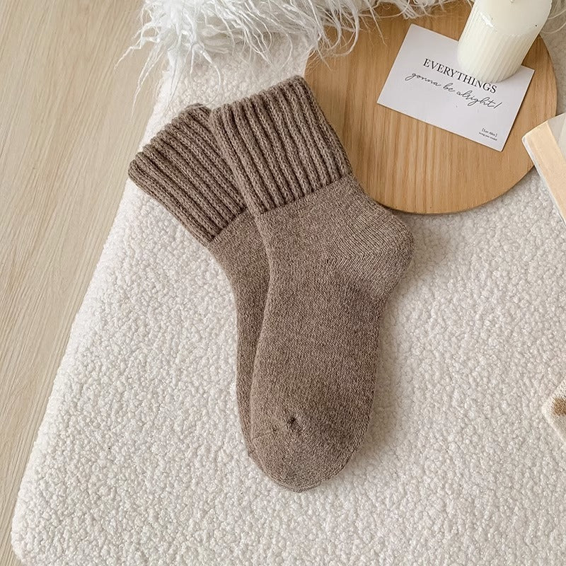 Ins Knitted Socks Winter Warm Thickened Solid Loop Socks High Ribbed Sweat-absorbent Floor Sock Best YouTube Store