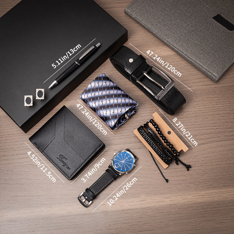 Father's Day Watch Belt Wallet Tie Cuff Men's Gift Set CJD