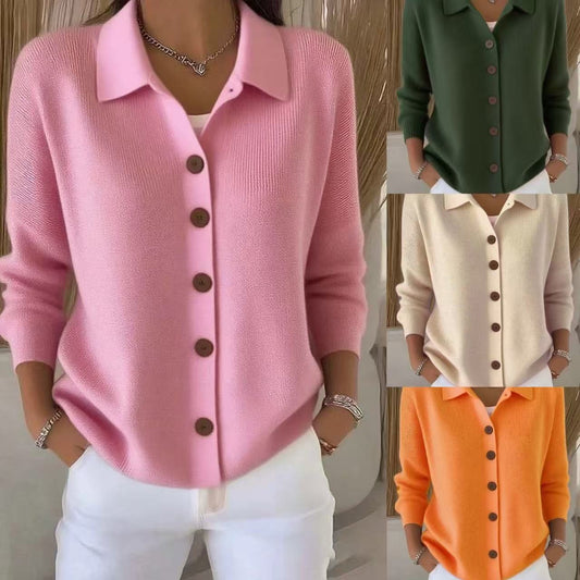 Button-knitted Lapel Sweater Cardigan Coat For Women LadyShow.Store