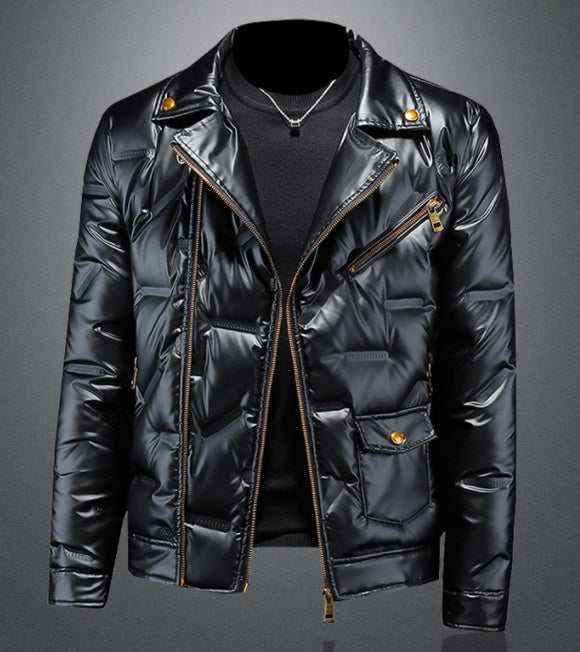 White Duck Down Shiny Suit Collar Men's Down Jacket LadyShow.Store