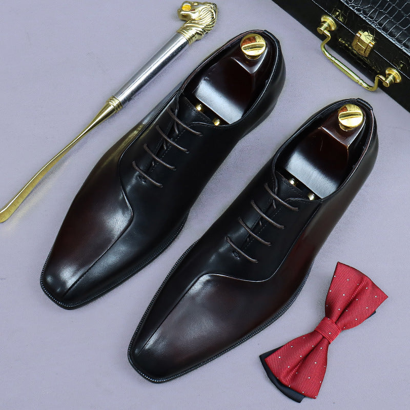 Mens Formal Leather Dress Shoes In British Style With A Color-block Design Best YouTube Store