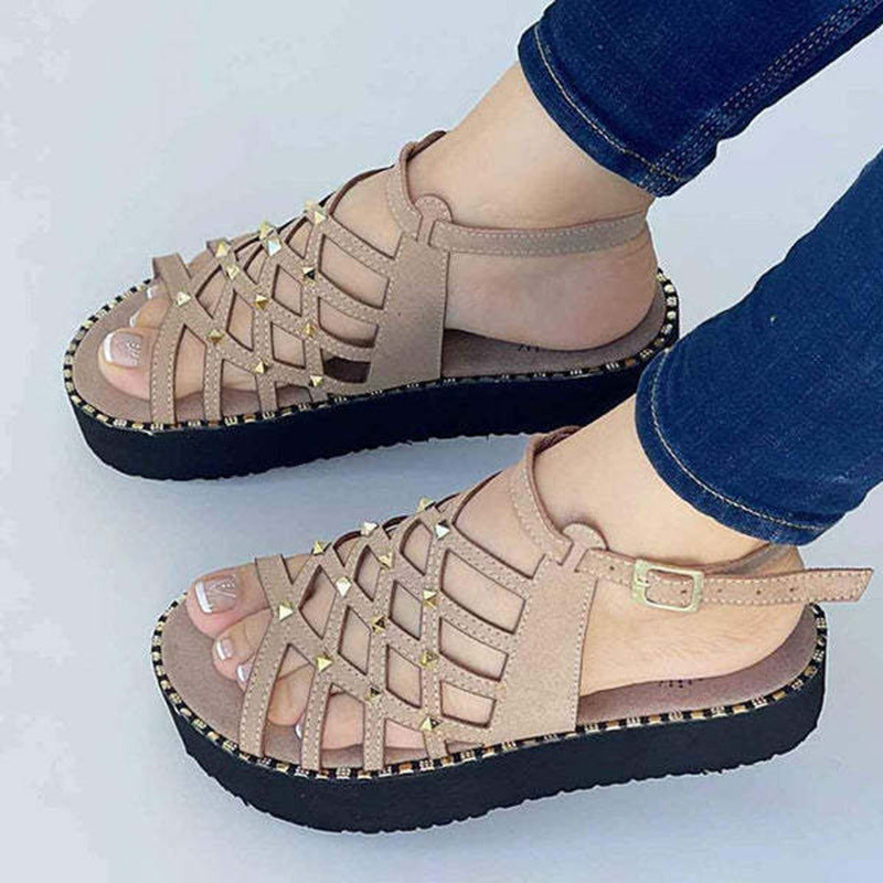 Thick Sole Rivet Summer Fashion Personality Roman Sandals LadyShow.Store