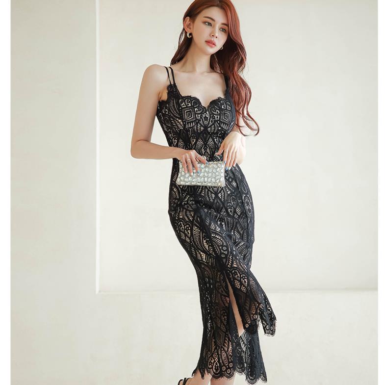 Women's White Temperament Slim Fishtail Dress LadyShow.Store