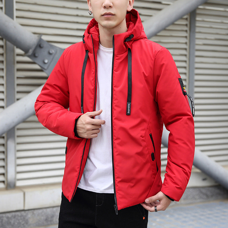 Men's Plus Size Cotton-padded Slim Hooded Coat Pi-Mart