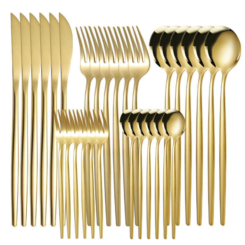 Stainless Steel Tableware Knife Fork And Spoon Western Tableware Gift Set LadyShow.Store