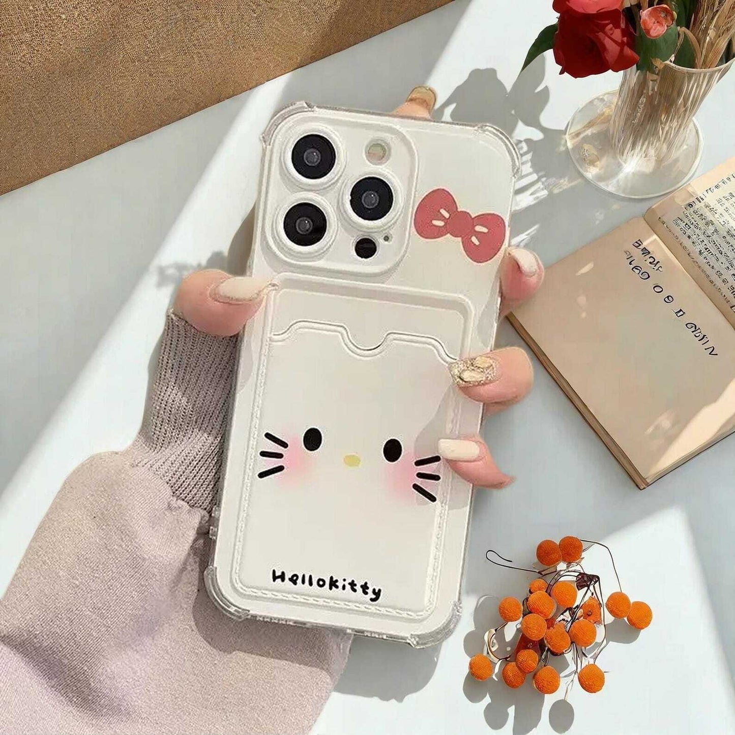 Kitty Photo Card Wallet Case for Samsung Galaxy S24 S23 S22 S21 Plus Ultra - Cute Protective Cover with Convenient Card Slot Holder W2B