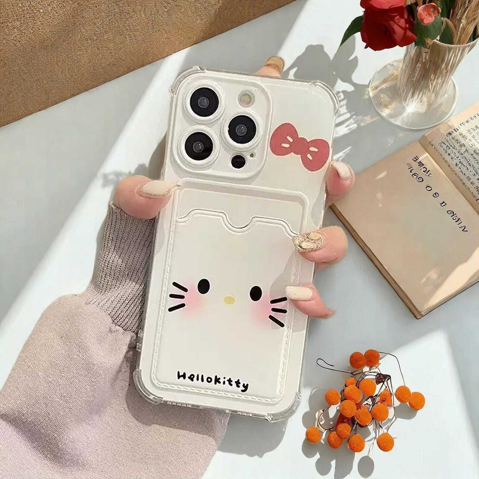 Kitty Photo Card Wallet Case for Samsung Galaxy S24 S23 S22 S21 Plus Ultra - Cute Protective Cover with Convenient Card Slot Holder W2B