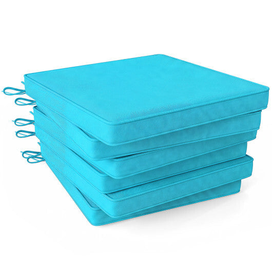 Outdoor Chair Cushion Set of 6 Waterproof Olefin Seat Cushions-Turquoise W2B