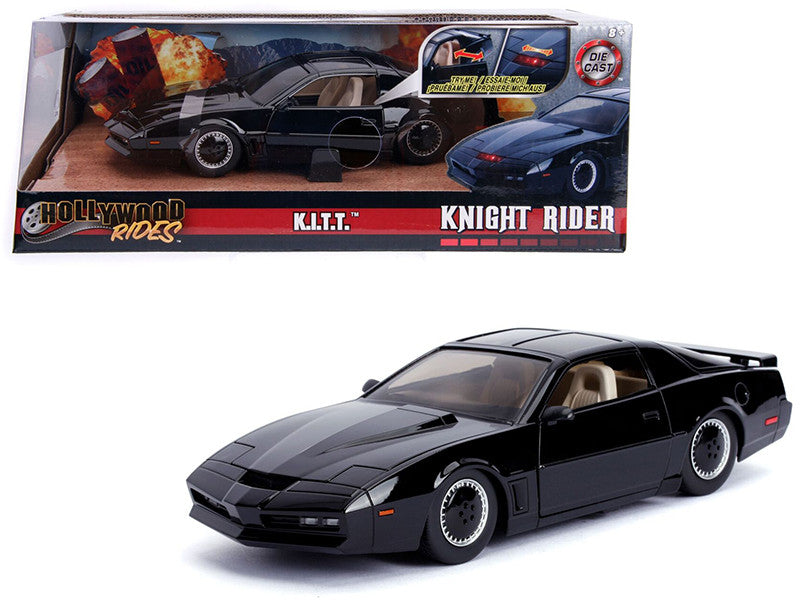1982 Pontiac Firebird Trans Am Black with Light K.I.T.T. "Knight Rider" (1982) TV Series "Hollywood Rides" Series 1/24 Diecast Model Car by Jada Jada
