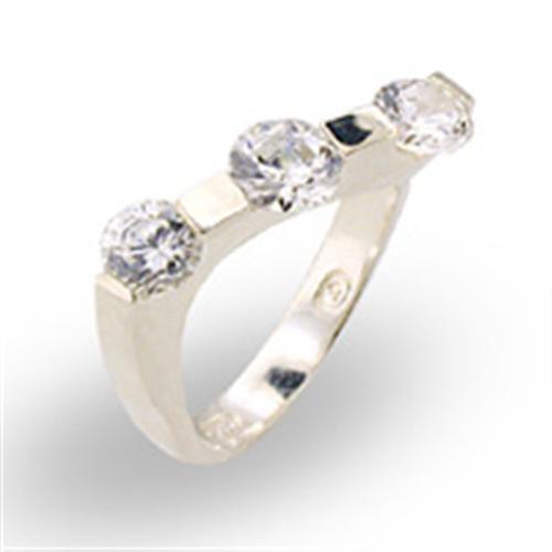 30123 - High-Polished 925 Sterling Silver Ring with AAA Grade CZ  in Clear Alamode