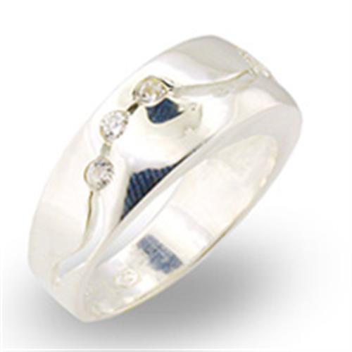 30336 - High-Polished 925 Sterling Silver Ring with AAA Grade CZ  in Clear Alamode