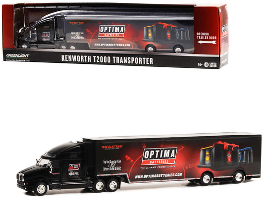 Kenworth T2000 Transporter Black "OPTIMA Batteries: The Ultimate Power Source" "Hobby Exclusive" Series 1/64 Diecast Model by Greenlight Greenlight