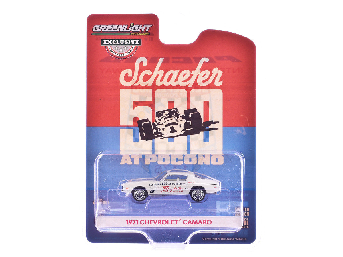 1971 Chevrolet Camaro "1971 Schaefer 500 at Pocono Raybestos Official Pace Car" White with White Interior "Hobby Exclusive" Series 1/64 Diecast Model Car by Greenlight Greenlight
