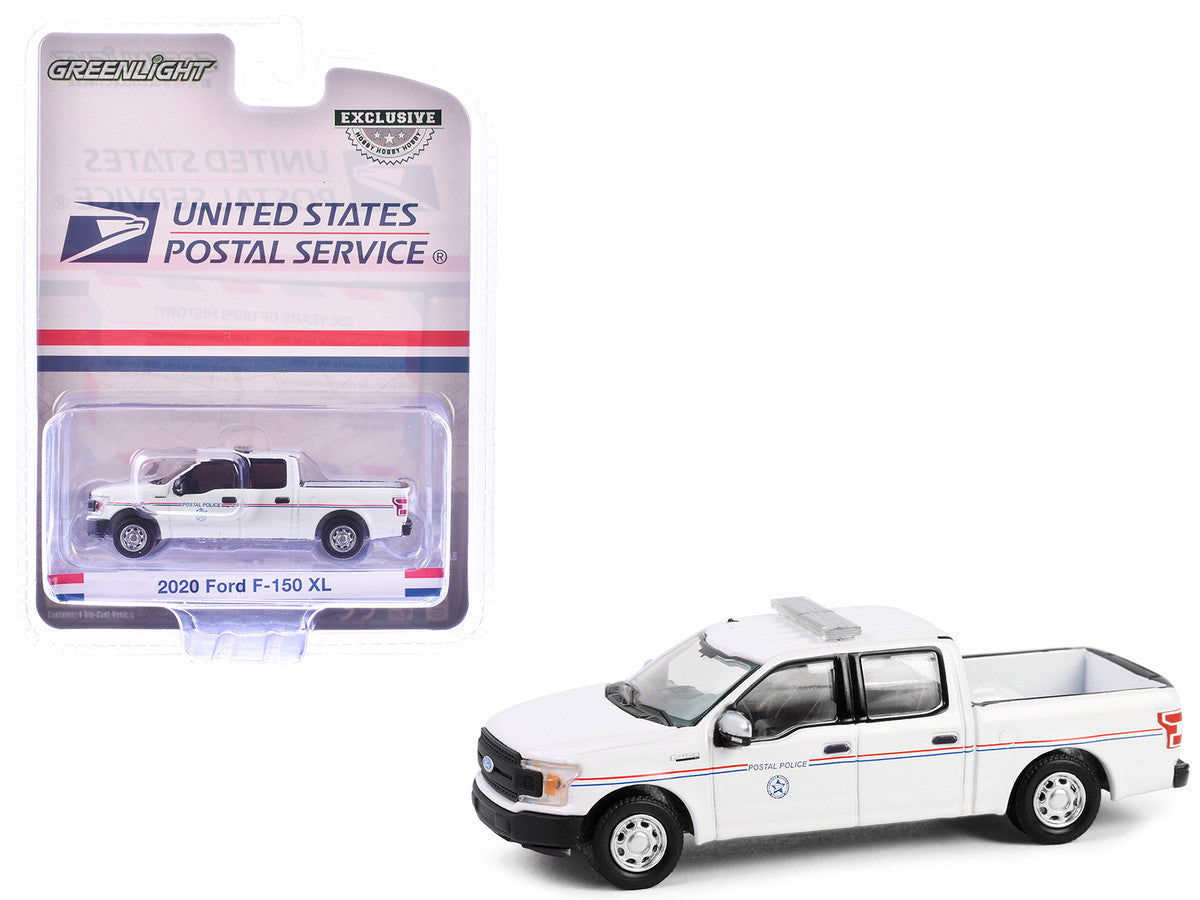 2020 Ford F-150 XL Pickup Truck "United States Postal Service (USPS) Postal Police" White with Red and Blue Stripes "Hobby Exclusive" Series 1/64 Diecast Model Car by Greenlight-4
