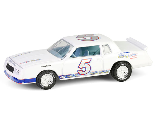 1983 Chevrolet Monte Carlo #5 "Hendrick Motorsports First Test Car Tribute" White with Blue Stripes and Interior "Hobby Exclusive" Series 1/64 Diecast Model Car by Greenlight-0
