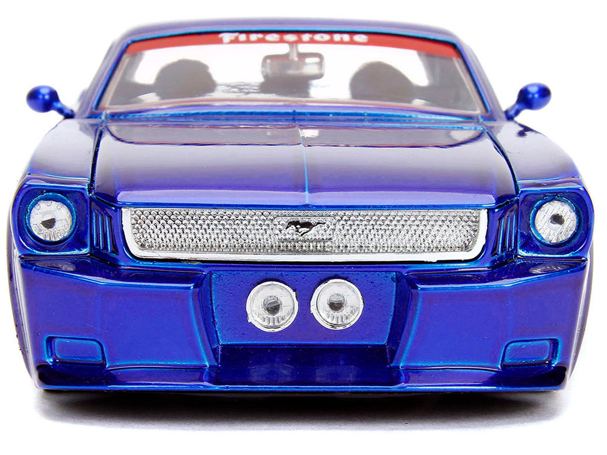 1965 Ford Mustang #5 "L. John's Racing" Candy Blue with Flame Graphics "Bigtime Muscle" Series 1/24 Diecast Model Car by Jada Jada