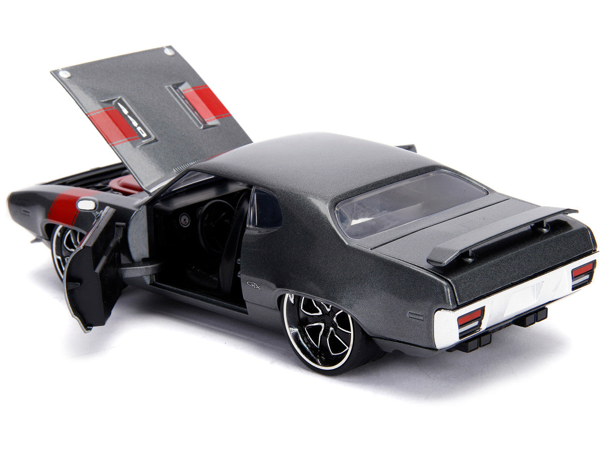 1972 Plymouth GTX 440 Metallic Gray with Red Stripe "Bigtime Muscle" 1/24 Diecast Model Car by Jada Jada