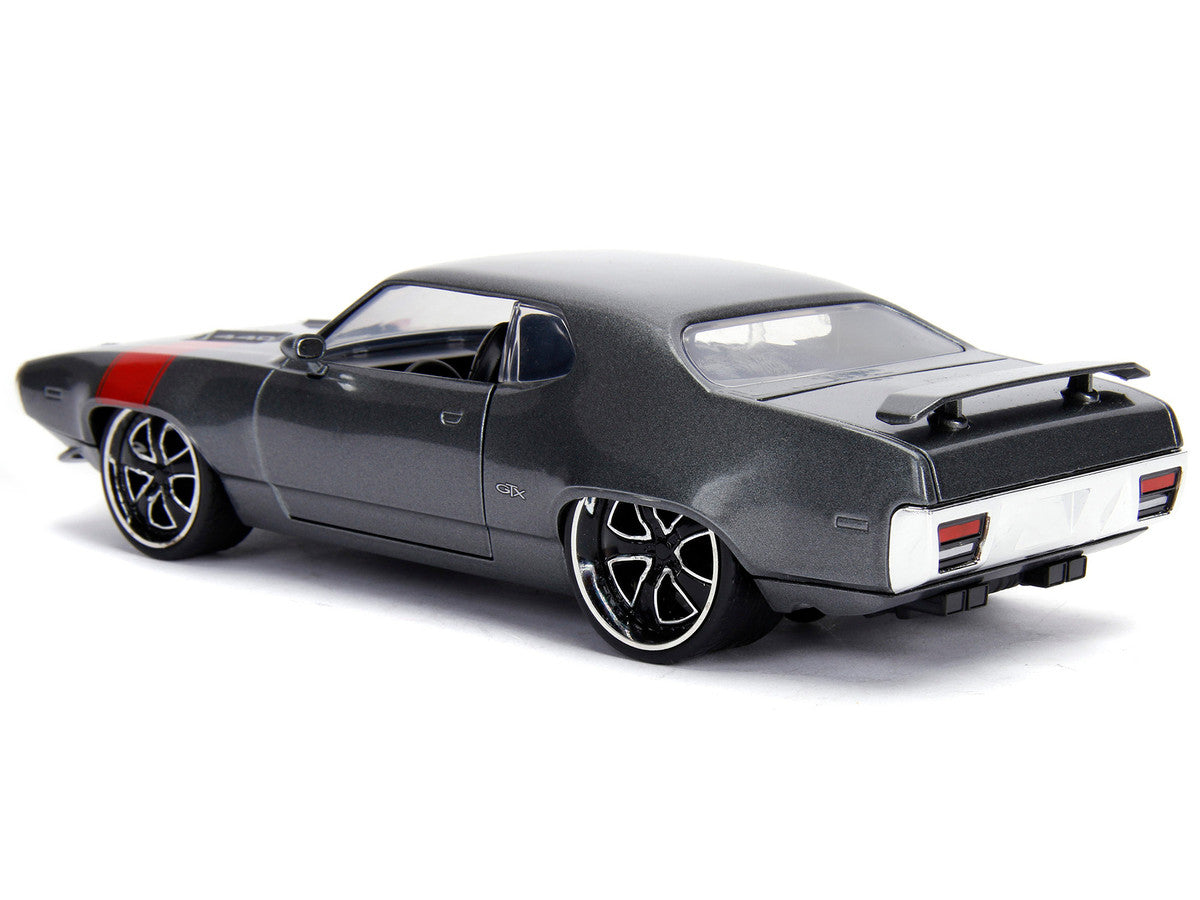 1972 Plymouth GTX 440 Metallic Gray with Red Stripe "Bigtime Muscle" 1/24 Diecast Model Car by Jada Jada