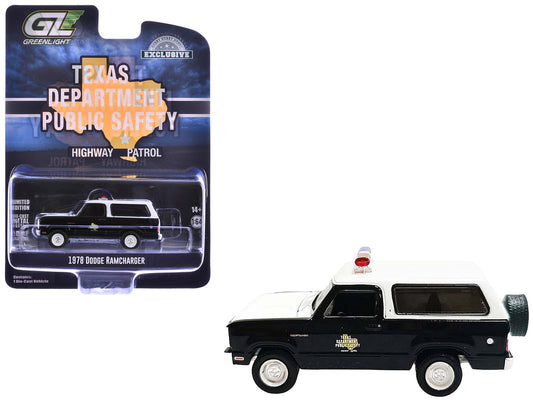 1978 Dodge Ramcharger Police Vehicle "Texas Department of Public Safety Highway Patrol" Black with White Hood and Top "Hobby Exclusive" Series 1/64 Diecast Model Car by Greenlight-0