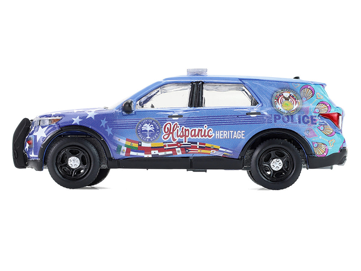 2022 Ford Police Interceptor Utility "Miami Police Department Hispanic Heritage Month" Blue with Graphics "Hobby Exclusive" Series 1/64 Diecast Model Car by Greenlight Greenlight