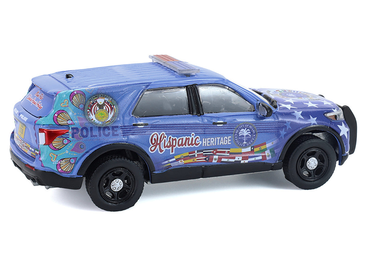 2022 Ford Police Interceptor Utility "Miami Police Department Hispanic Heritage Month" Blue with Graphics "Hobby Exclusive" Series 1/64 Diecast Model Car by Greenlight Greenlight