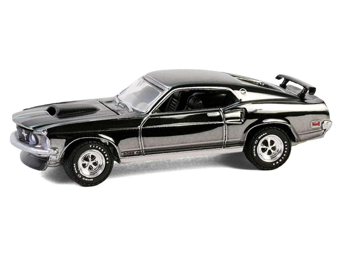 1969 Ford Mustang Boss 429 Silver Chrome Edition with Black Stripes "John Wick" (2014) Movie "Hobby Exclusive" Series 1/64 Diecast Model Car by Greenlight Greenlight