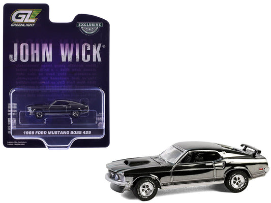 1969 Ford Mustang Boss 429 Silver Chrome Edition with Black Stripes "John Wick" (2014) Movie "Hobby Exclusive" Series 1/64 Diecast Model Car by Greenlight Greenlight