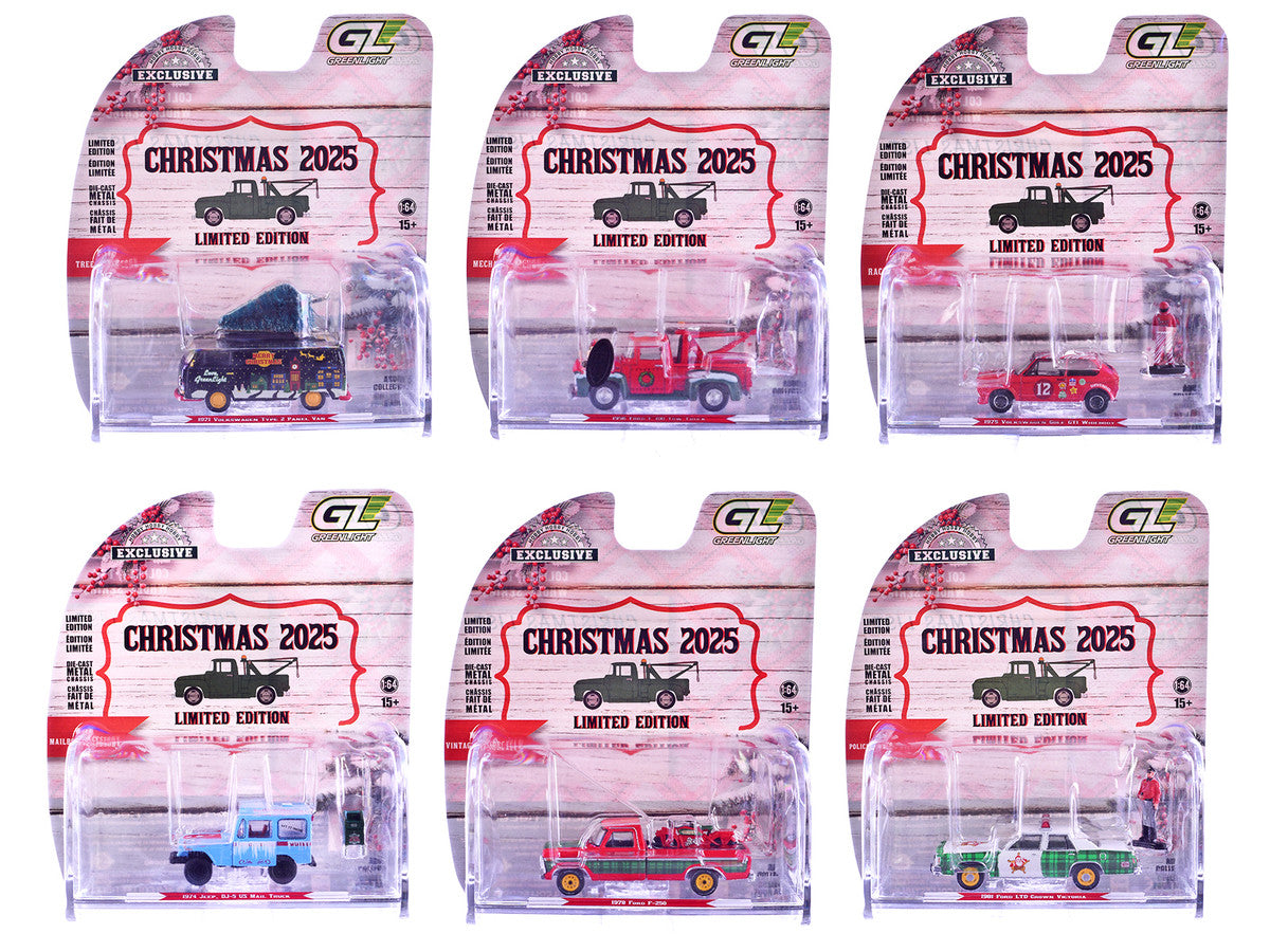 "Christmas 2025 Limited Edition" Set of 6 Cars 1/64 Diecast Model Cars by Greenlight-2