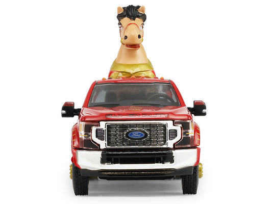 2022 Ford F-450 Dually Pickup Truck "Chinese Zodiac 2026 Year of the Horse" Red with Gold Graphics and Horse Figure "Hobby Exclusive" Series 1/64 Diecast Model Car by Greenlight Greenlight