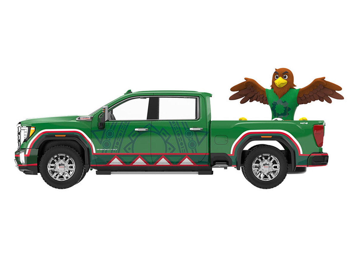 2022 GMC Sierra 3500 HD Pickup Truck Green with Mexican Soccer Graphics with Eagle Figure "International Soccer Celebration '26" Series 1/64 Diecast Model Car by Greenlight Greenlight