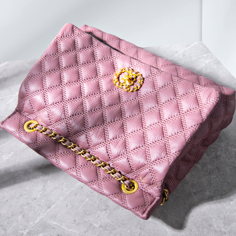 Leather Cow Diamond Large Capacity Bag Shoulder Handbag LadyShow.Store