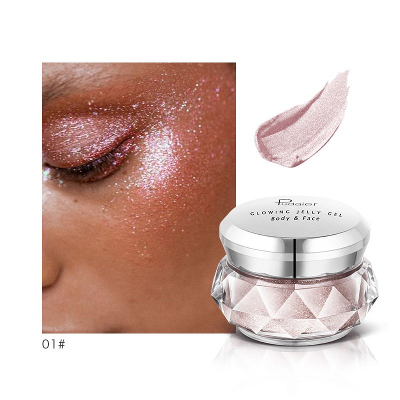 Face Highlighter Jelly Gel Mermaid Eyeshadow Glow Body Glitter Festival Makeup Iluminador Gold Liquid Highlighter Bronzer CJD