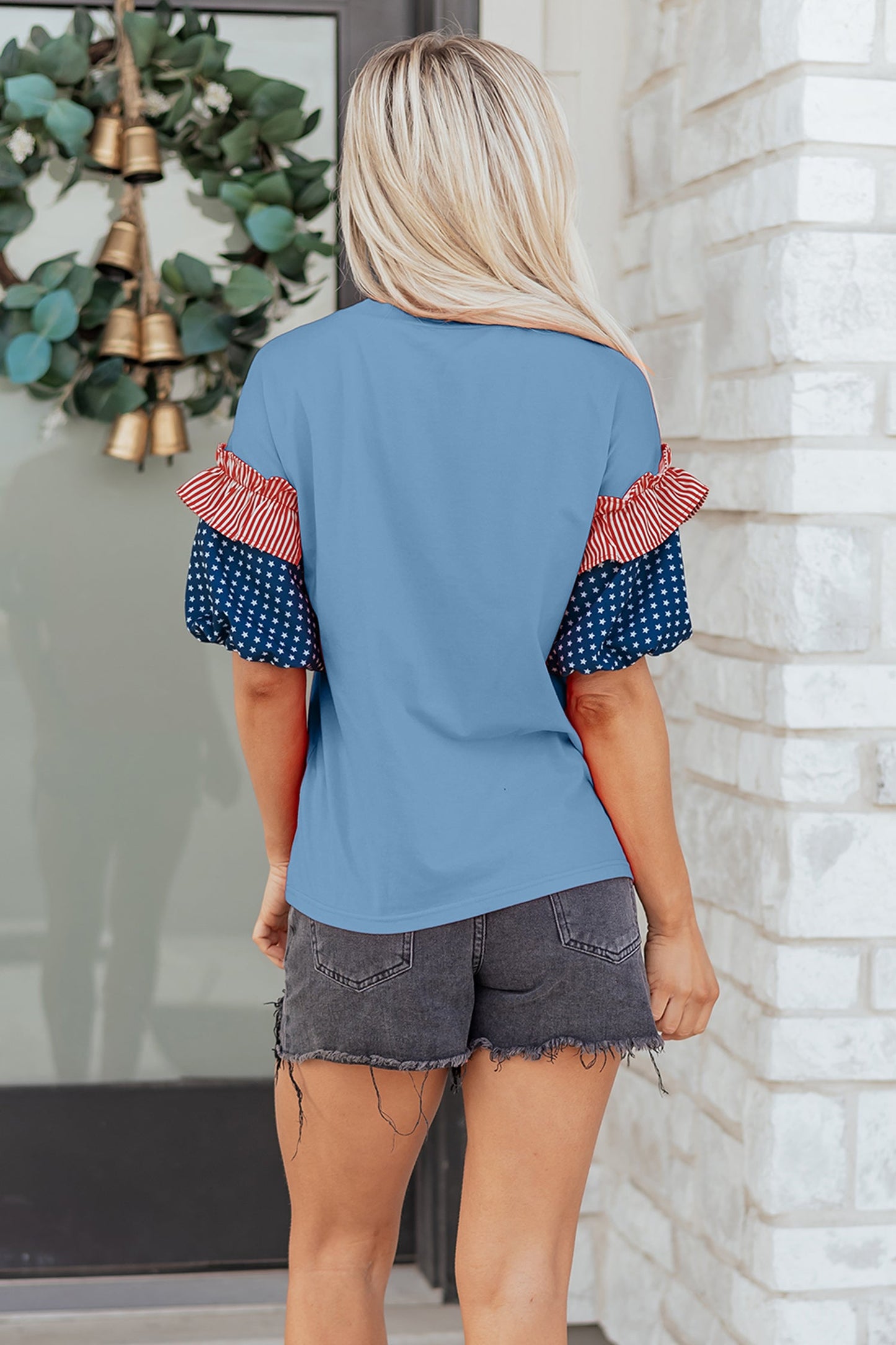 Henley Short Puff Sleeve Top-1