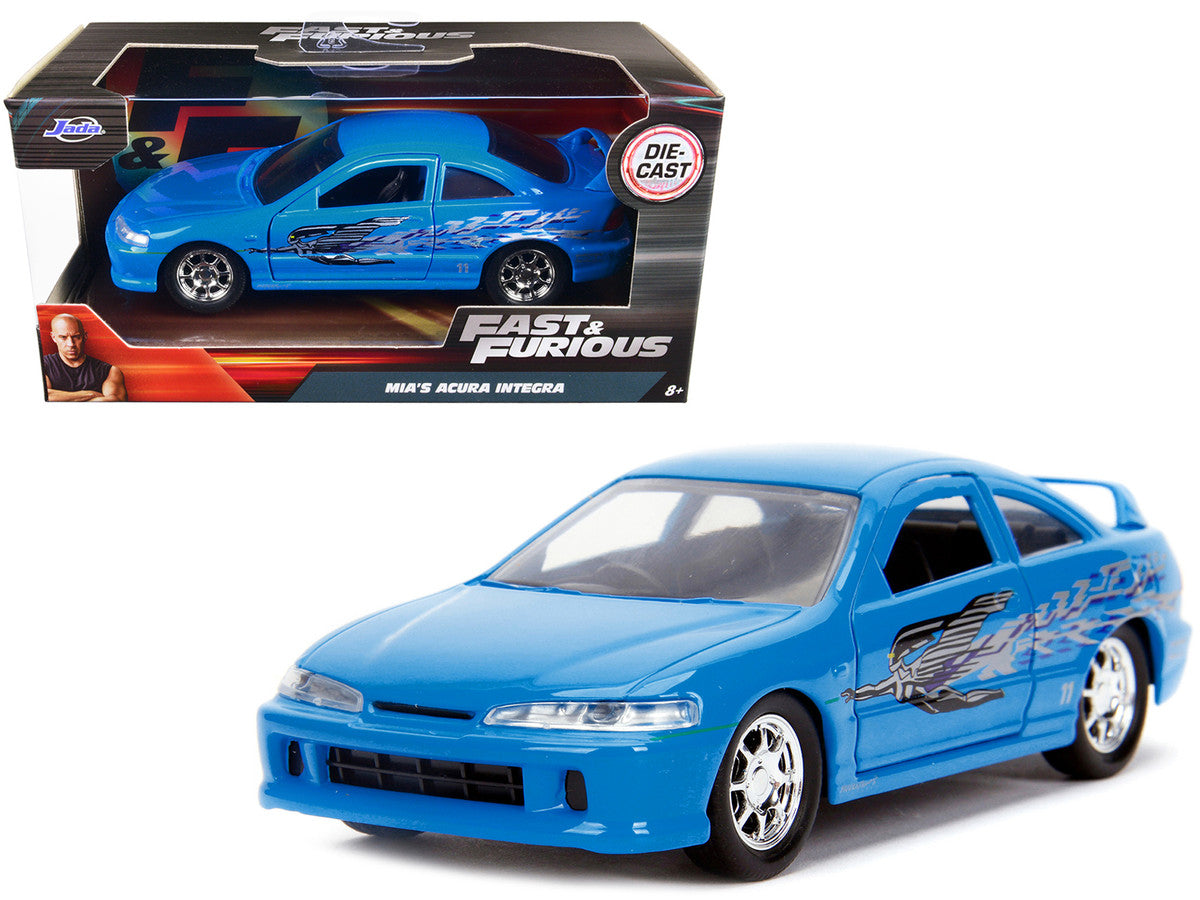 Mia's Acura Integra Light Blue with Graphics "Fast & Furious" Movie 1/32 Diecast Model Car by Jada Jada