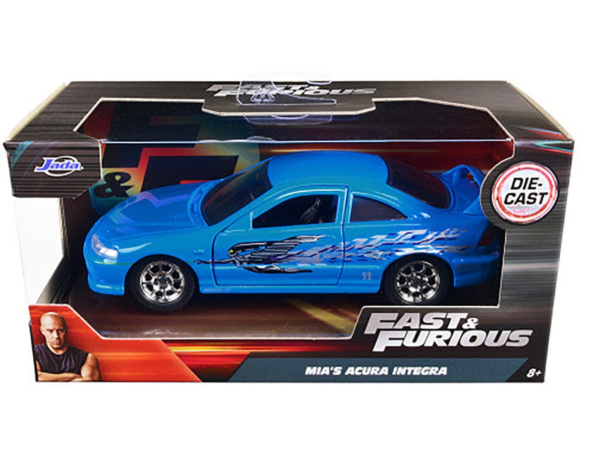 Mia's Acura Integra Light Blue with Graphics "Fast & Furious" Movie 1/32 Diecast Model Car by Jada Jada