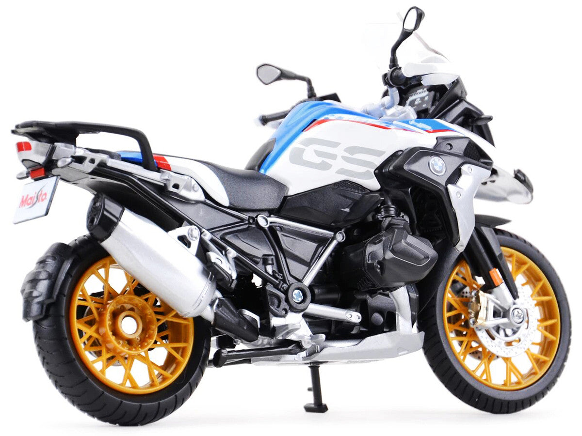BMW R1250 GS White with Blue and Red Stripes 1/12 Diecast Motorcycle Model by Maisto-2
