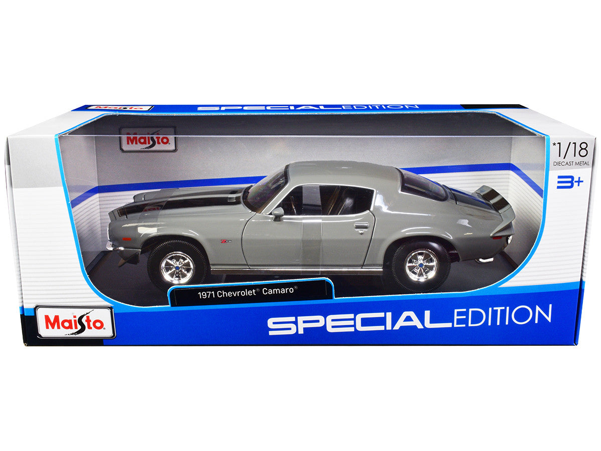 1971 Chevrolet Camaro Gray with Black Stripes "Special Edition" 1/18 Diecast Model Car by Maisto Maisto