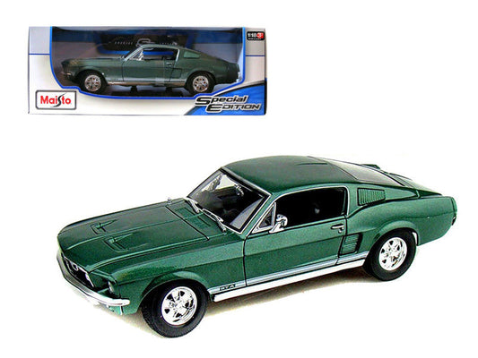 1967 Ford Mustang GTA Fastback Green Metallic with White Stripes 1/18 Diecast Model Car by Maisto Maisto