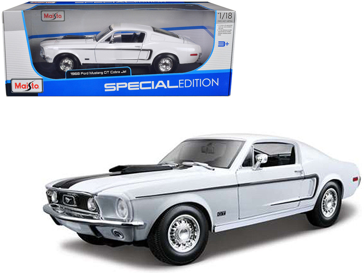 1968 Ford Mustang CJ Cobra Jet White 1/18 Diecast Model Car by Maisto Maisto