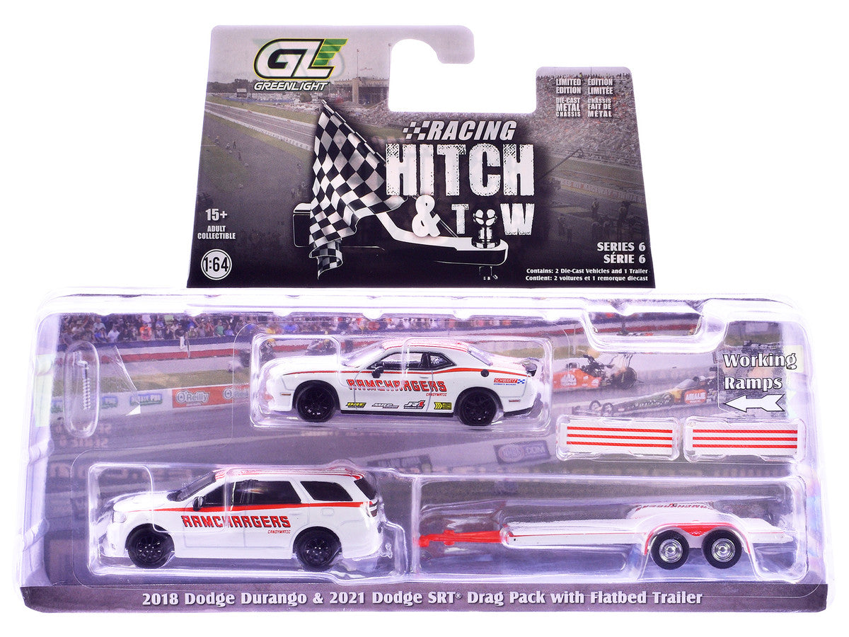 "Racing Hitch & Tow" Series #6 Set of 3 pieces 1/64 Diecast Model Cars by Greenlight Greenlight