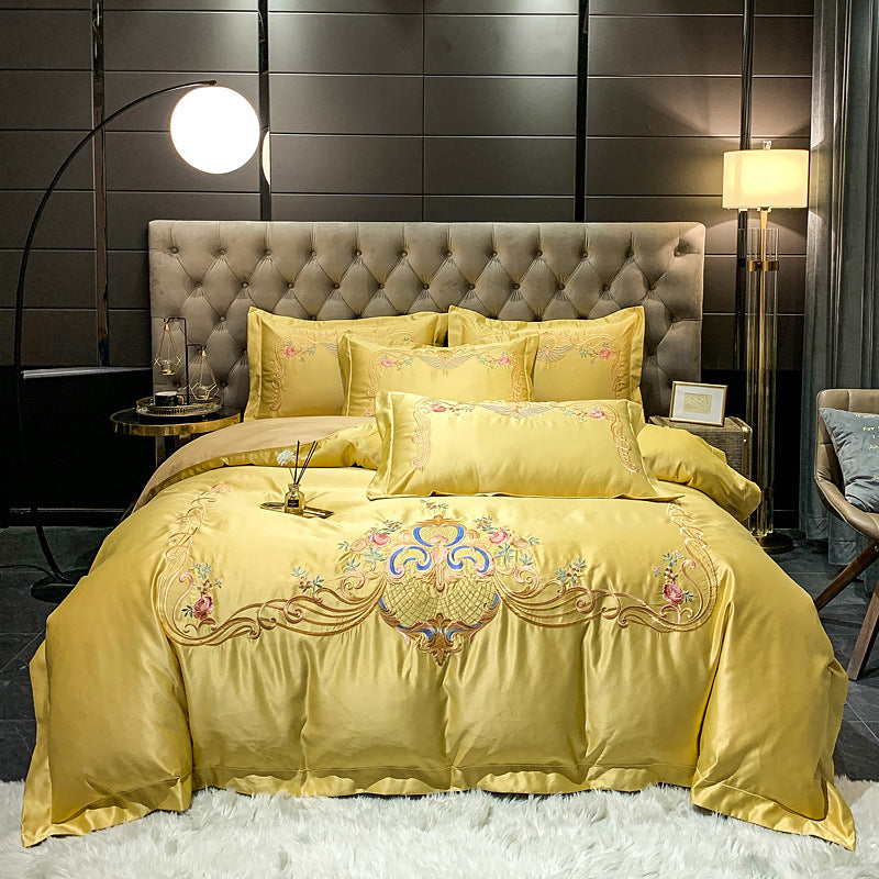 Four-Piece Embroidered Cotton Long-Staple Cotton Bedding