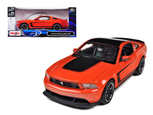 2012 Ford Mustang Boss 302 Orange and Black 1/24 Diecast Model Car by Maisto Maisto