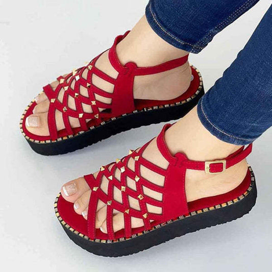 Thick Sole Rivet Summer Fashion Personality Roman Sandals LadyShow.Store
