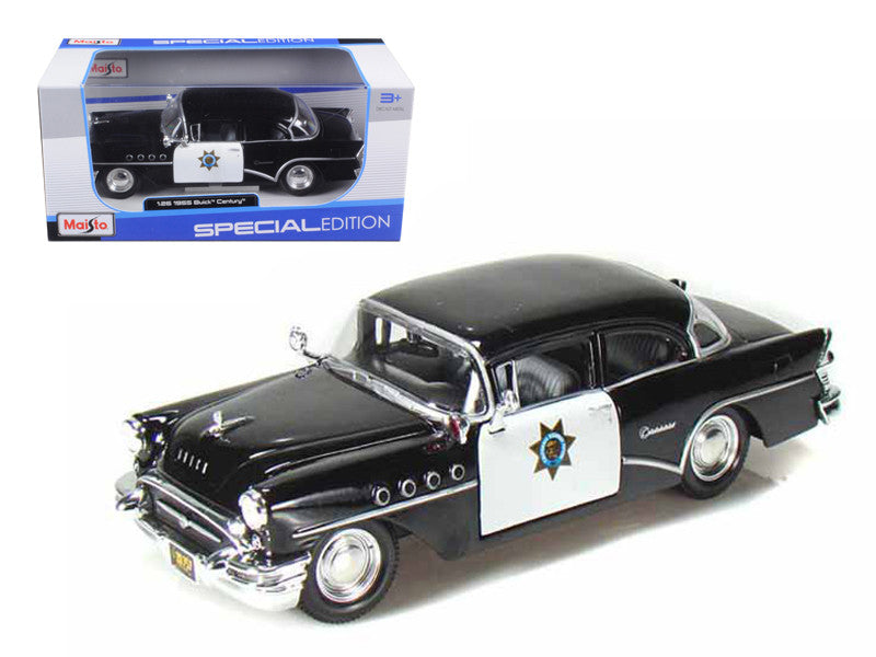 1955 Buick Century Police Car Black and White 1/26 Diecast Model Car by Maisto Maisto