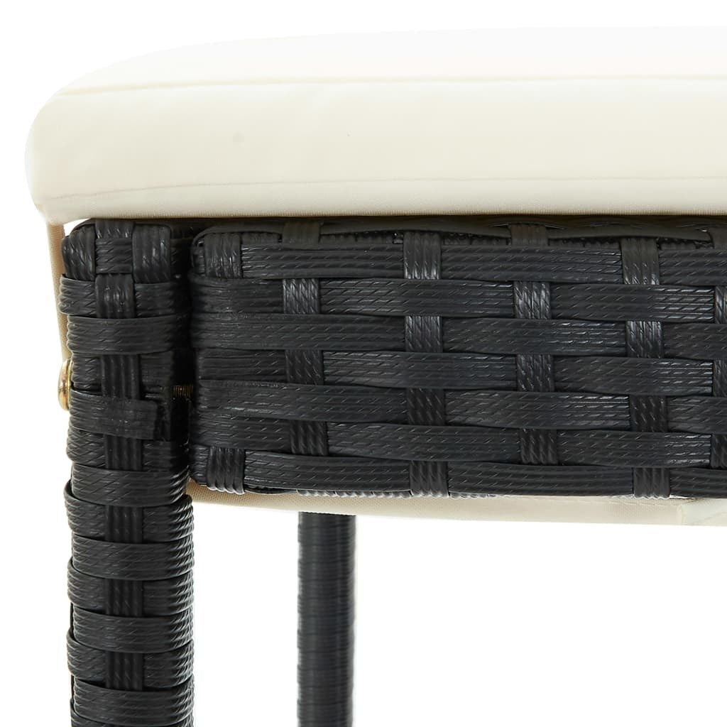 Garden Bar Stools with Cushions 2 pcs Black Poly Rattan W2B
