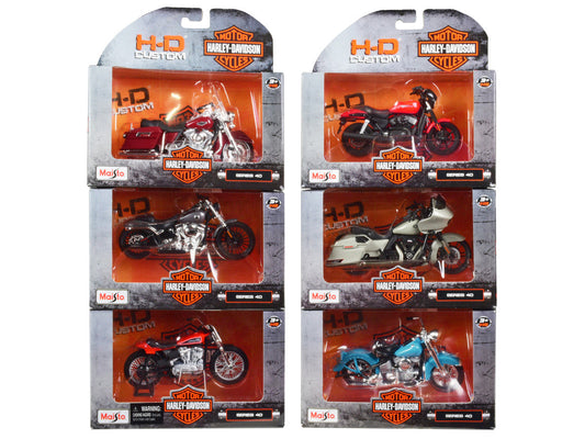 Harley-Davidson Motorcycles 6 piece Set Series 40 1/18 Diecast Models by Maisto Maisto