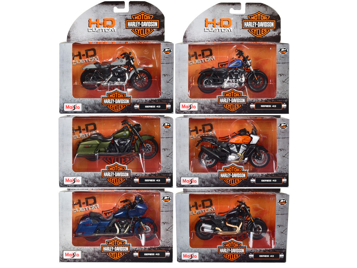 Harley-Davidson Motorcycles 6 piece Set Series 43 1/18 Diecast Models by Maisto Maisto