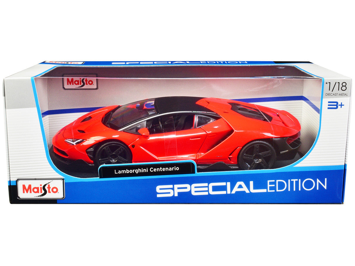 Lamborghini Centenario Orange with Matt Black Top "Special Edition" 1/18 Diecast Model Car by Maisto Maisto